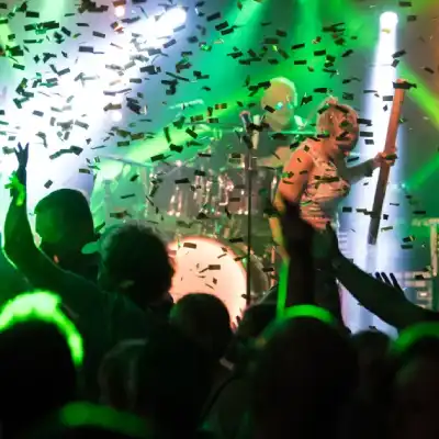 Drummer playing live
